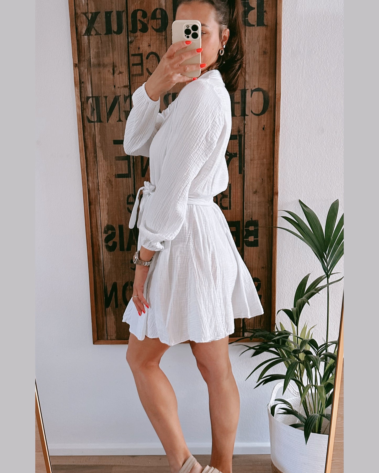 Sandy Musselin Kleid Weiß