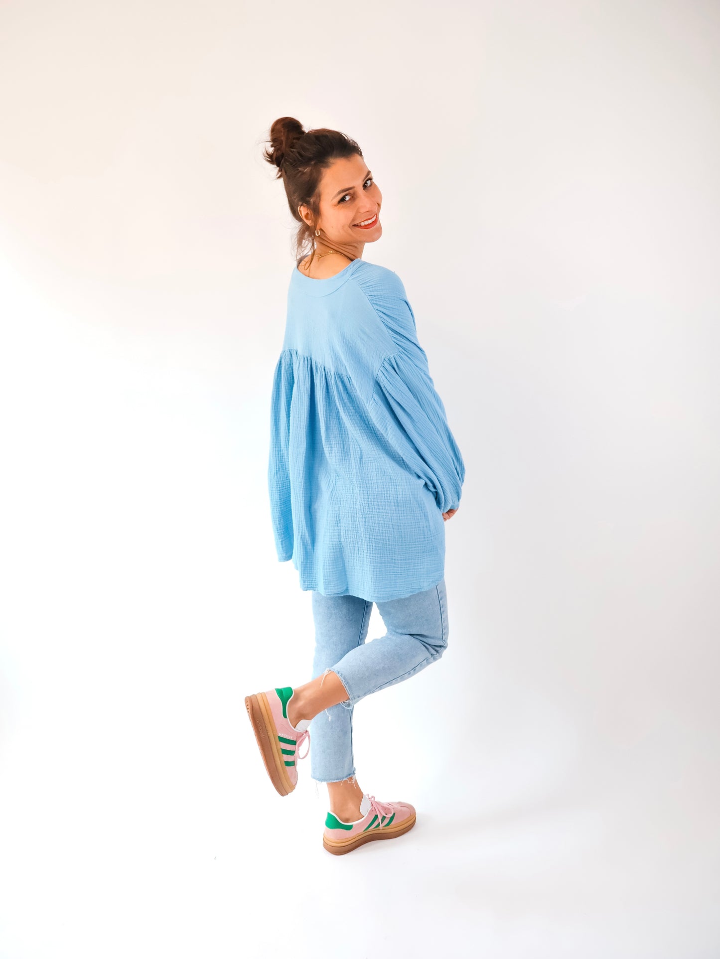 Mia Musselinbluse Hellblau