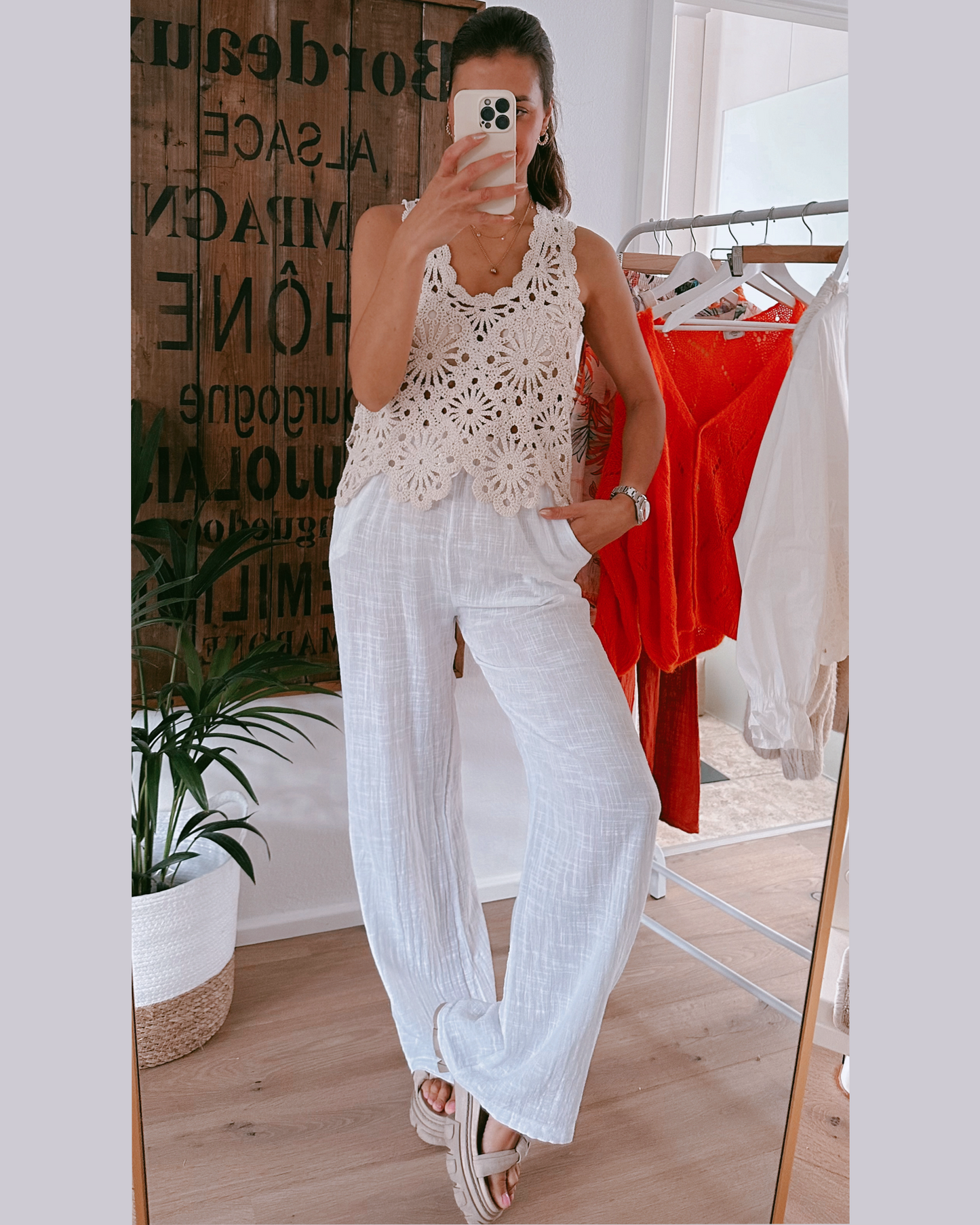 Julia Musselin Hose Weiß