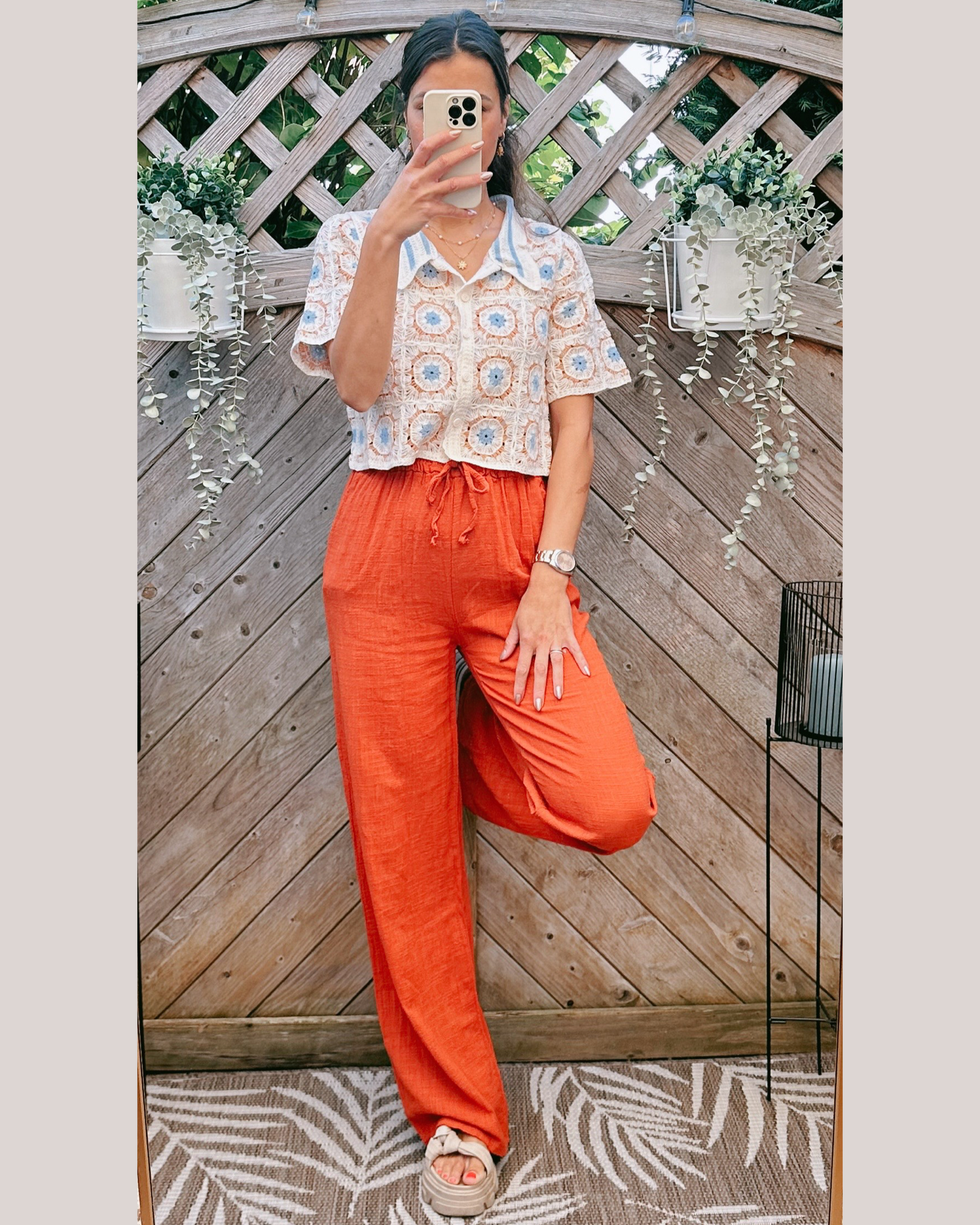Julia Musselin Hose Terrakotta