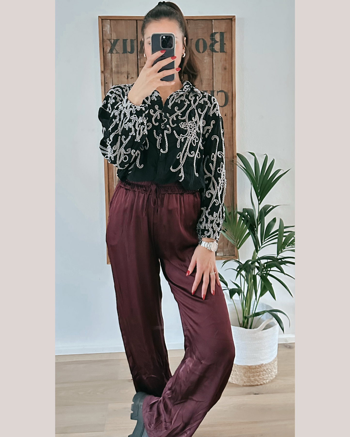 Sana Satinhose Burgunder