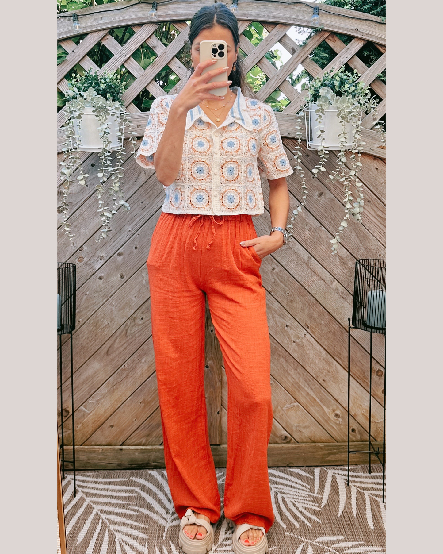 Julia Musselin Hose Terrakotta