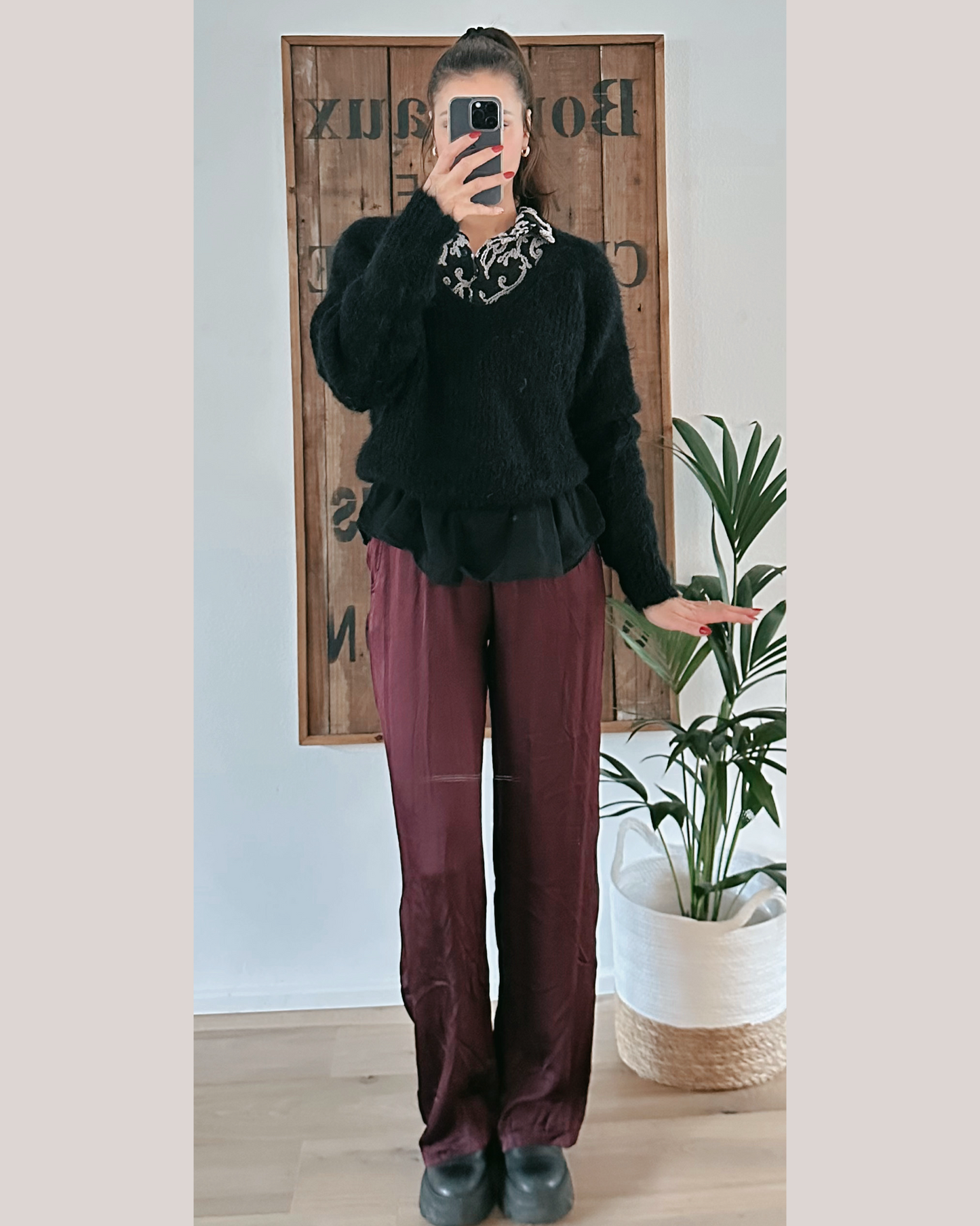 Sana Satinhose Burgunder