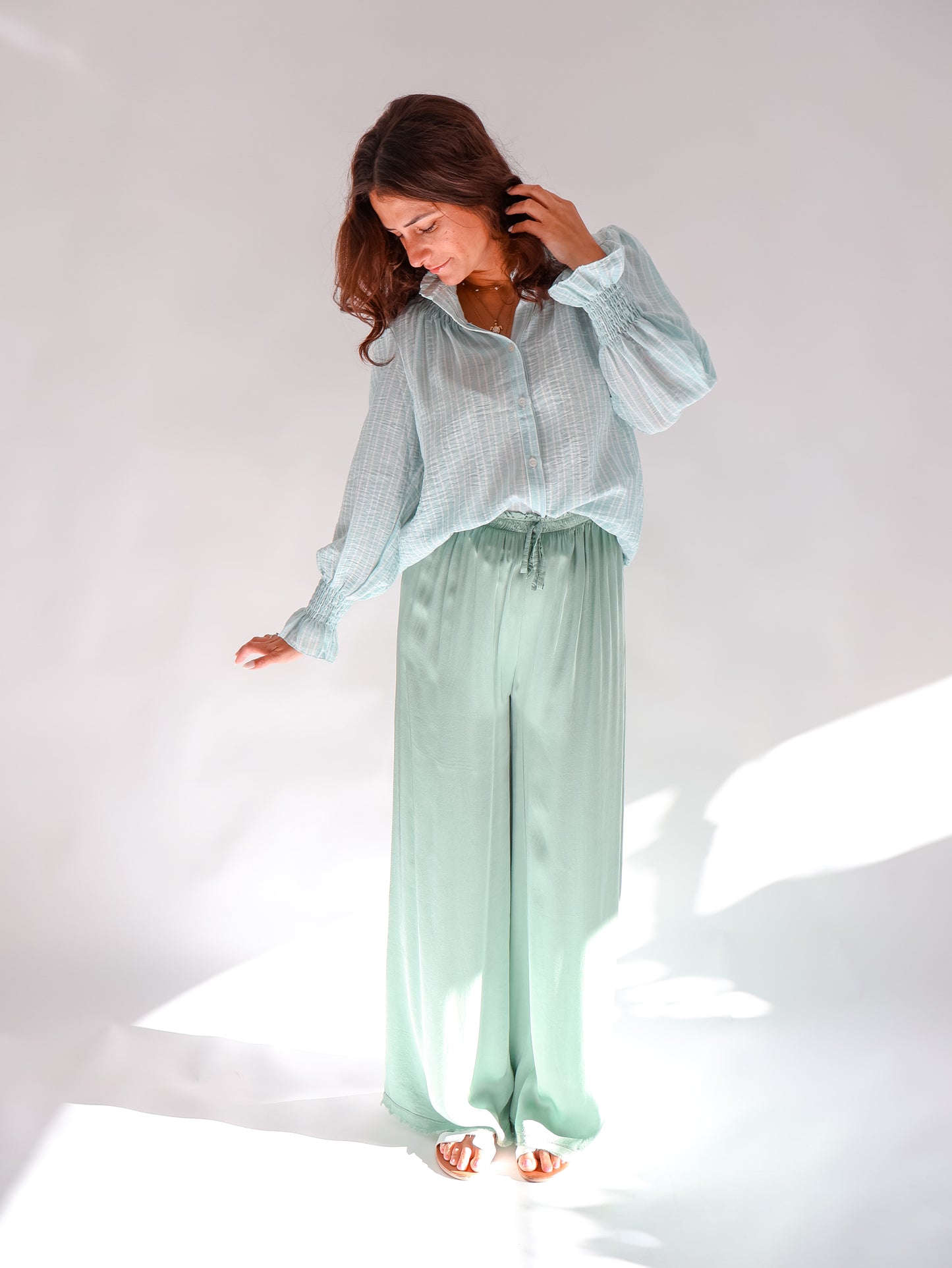 Aurora Streifenbluse Watergreen