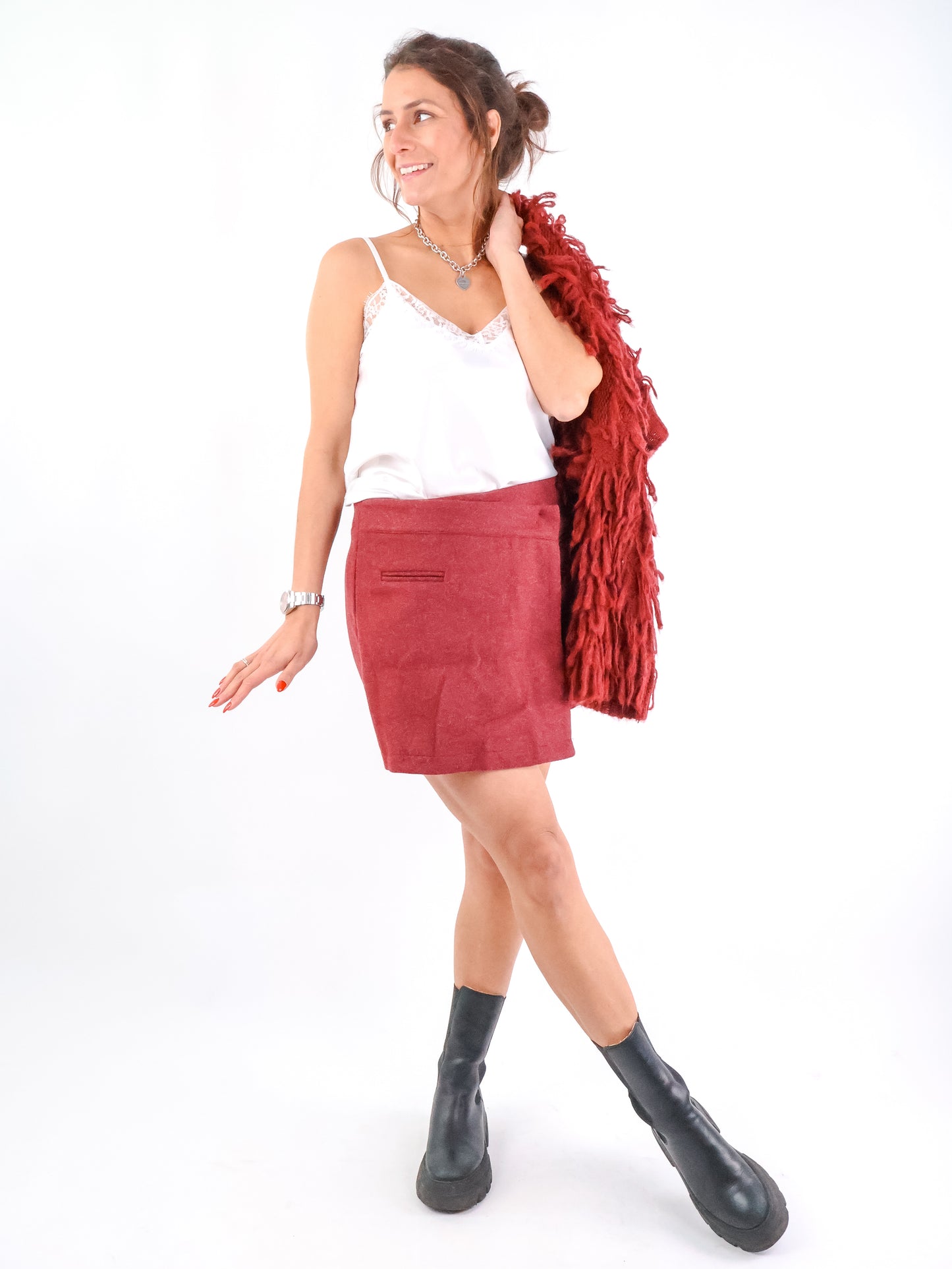 Satin Spitzentop Offwhite