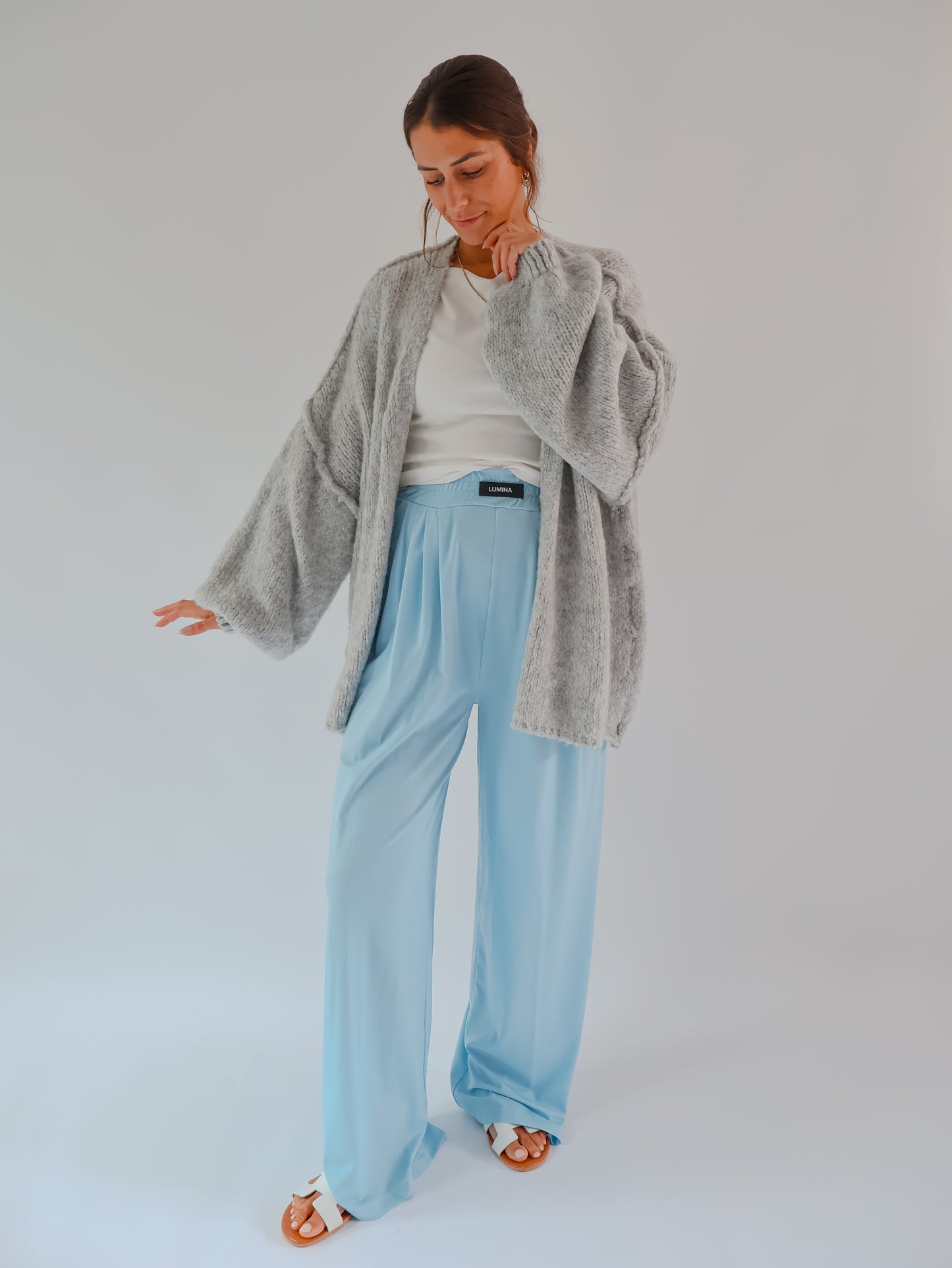 Oversize Flauschi Hellgrau