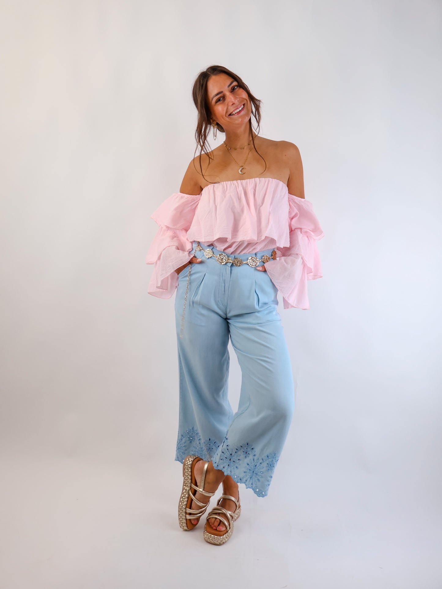 Flared Offshoulder Top Rosé