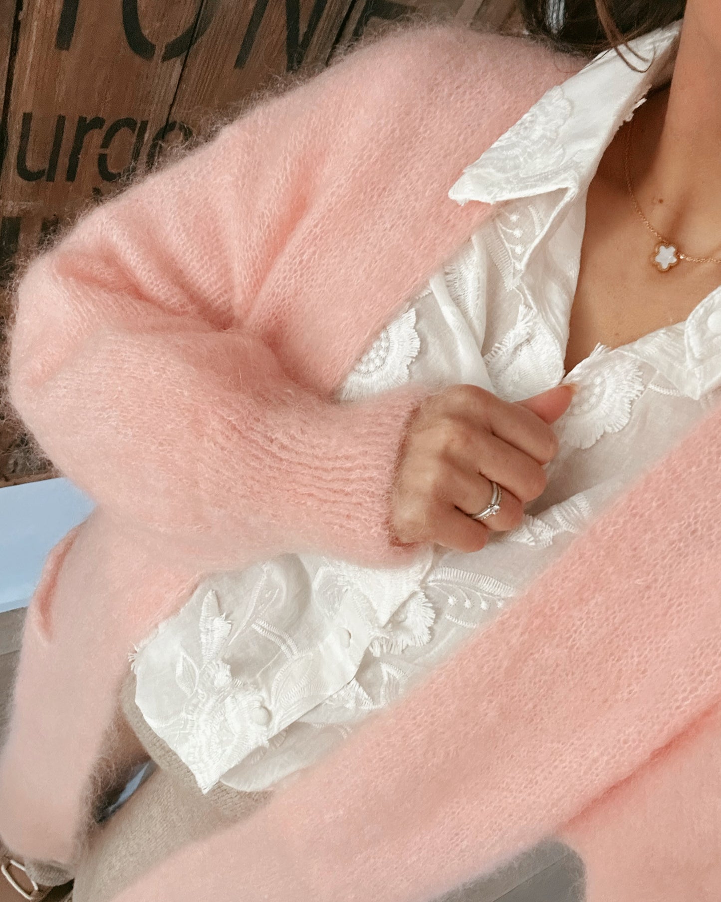 ★ Premium Fineline Strickmantel Rosé