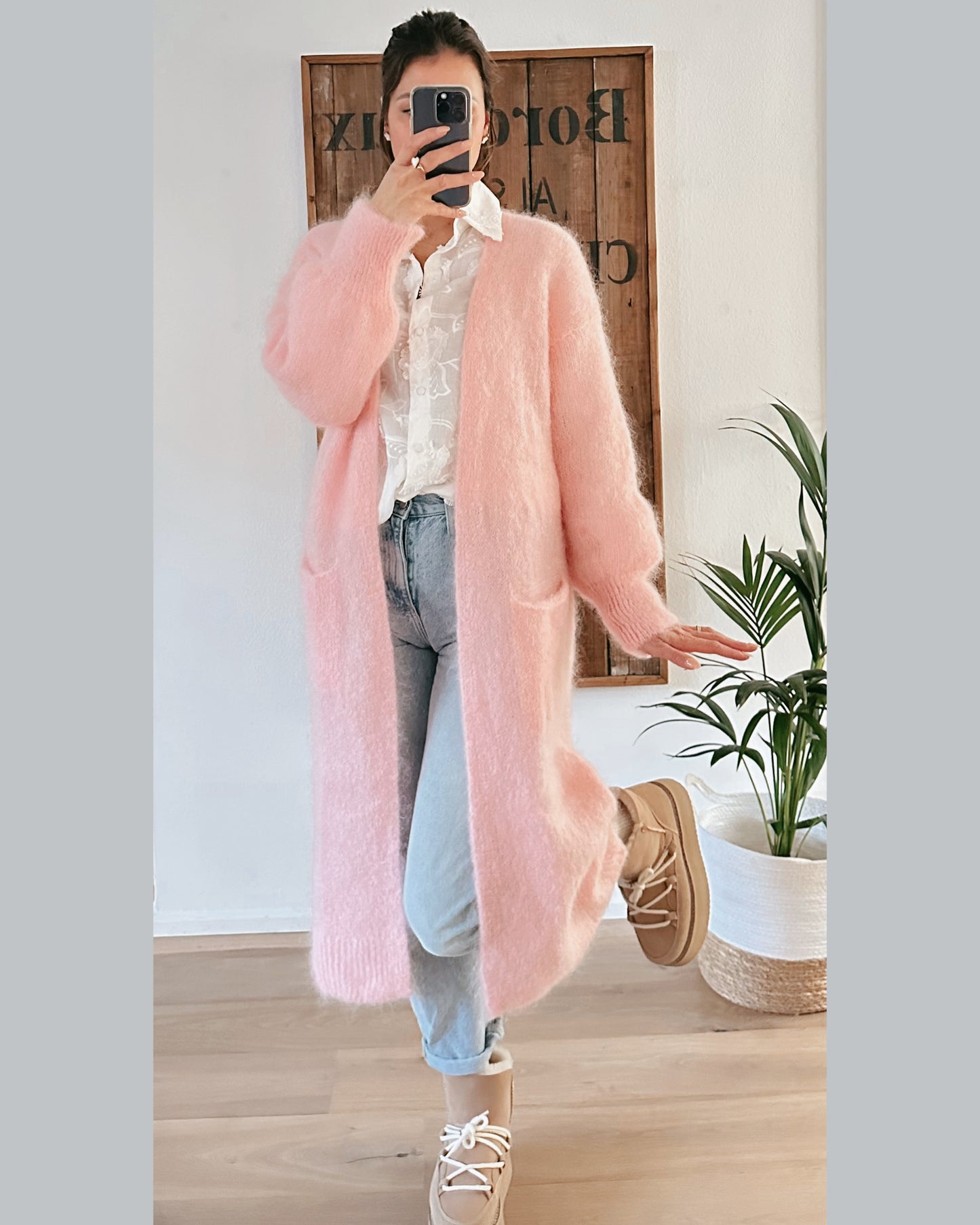 ★ Premium Fineline Strickmantel Rosé