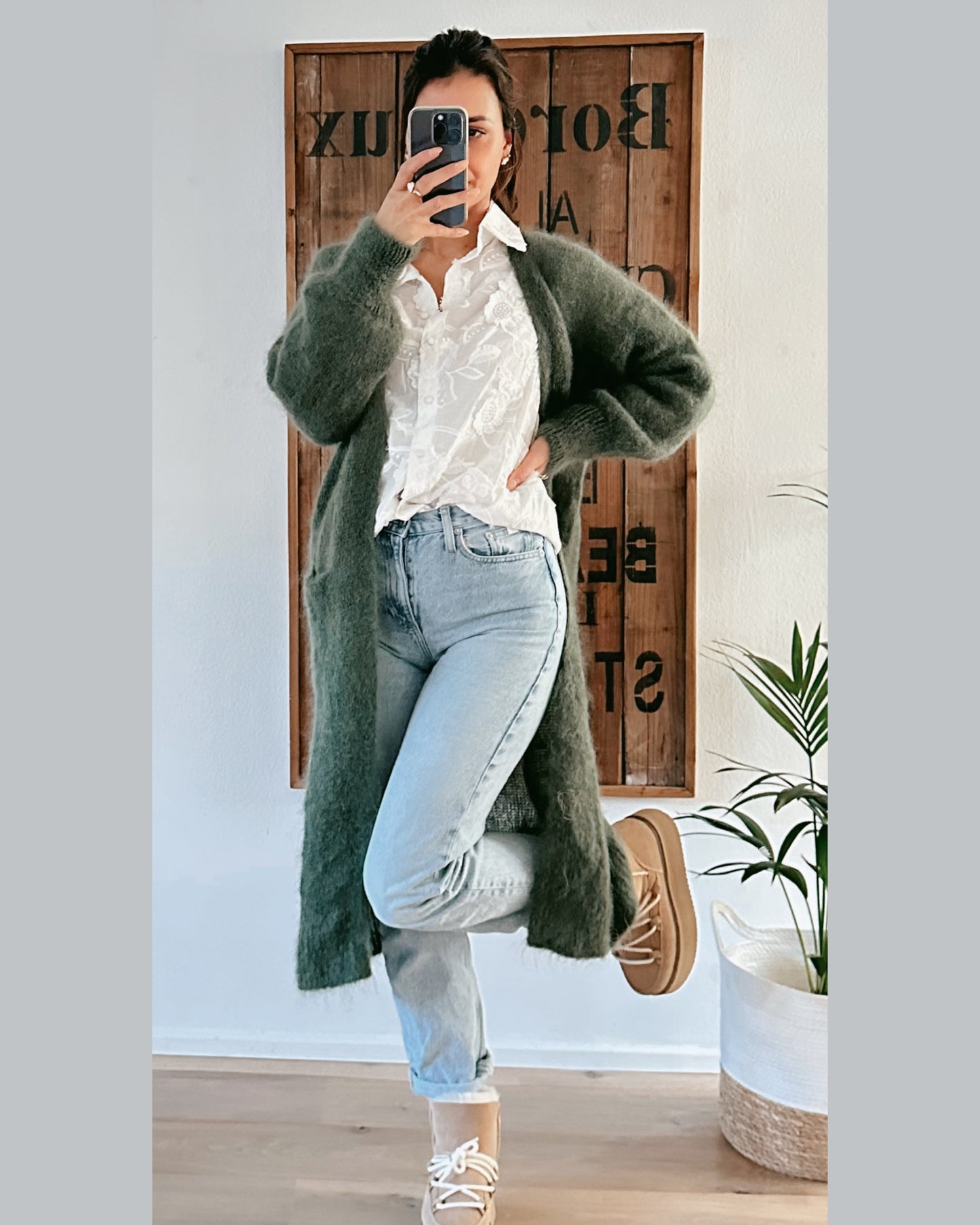 ★ Premium Fineline Strickmantel Olive