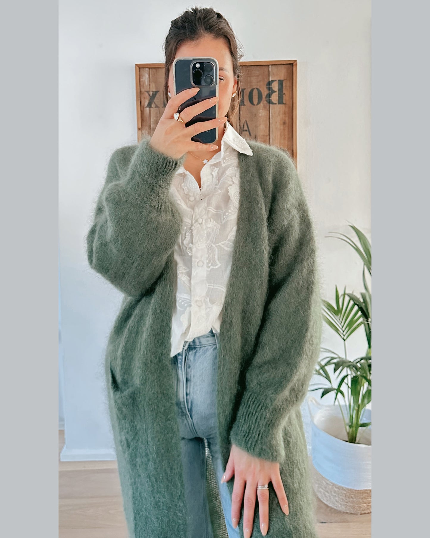 ★ Premium Fineline Strickmantel Olive