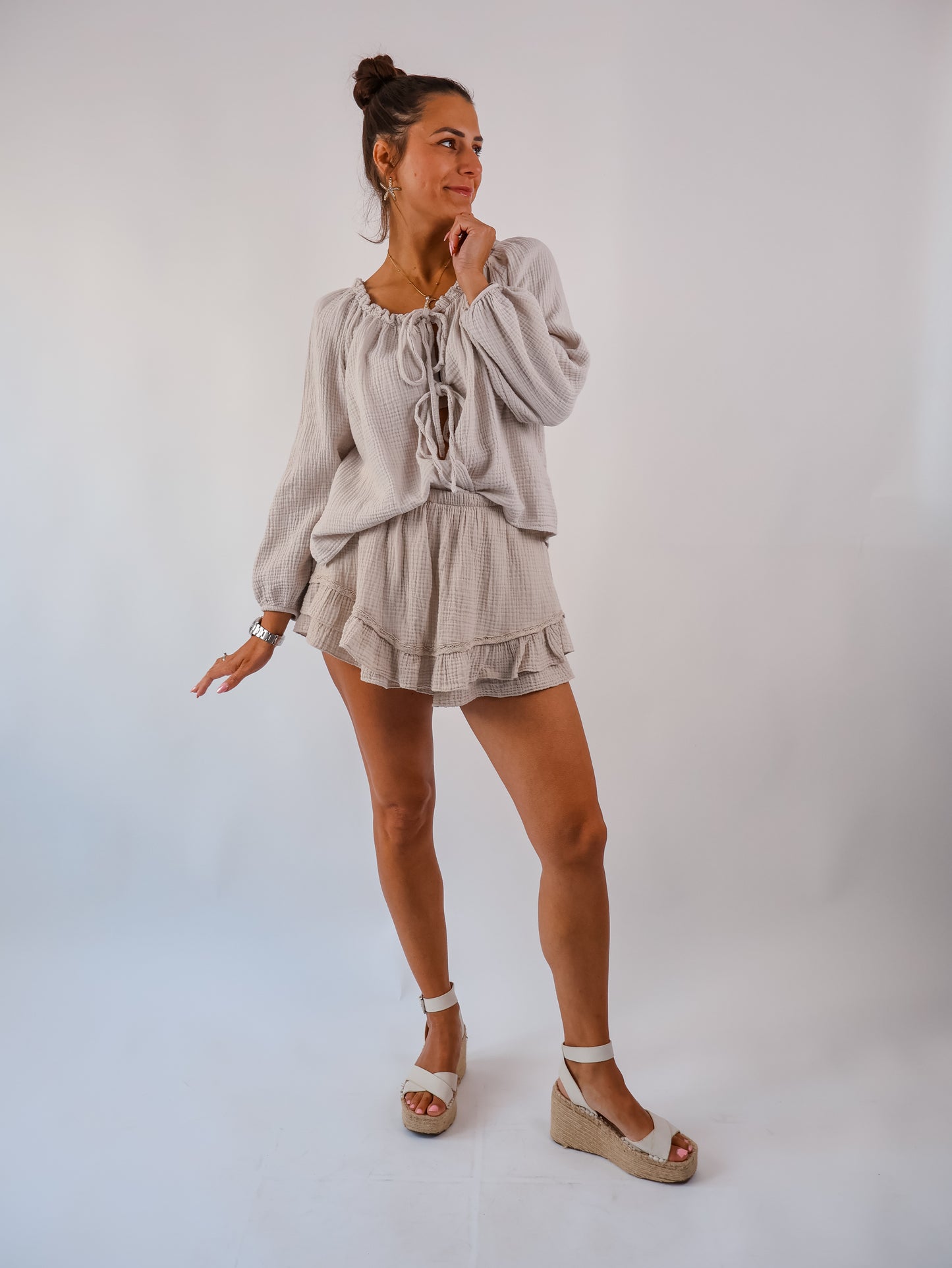 Isi Musselinbluse Taupe