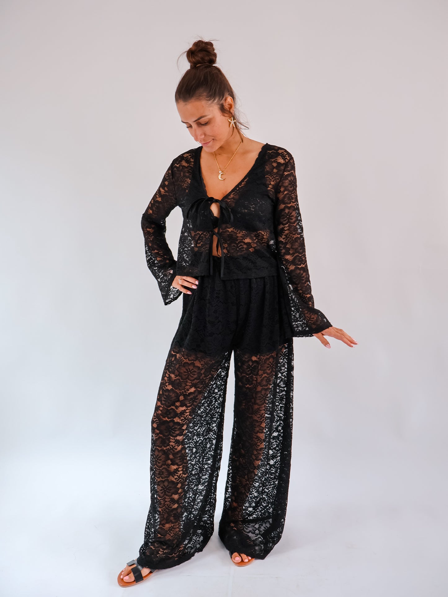 Spitzen Hose Schwarz