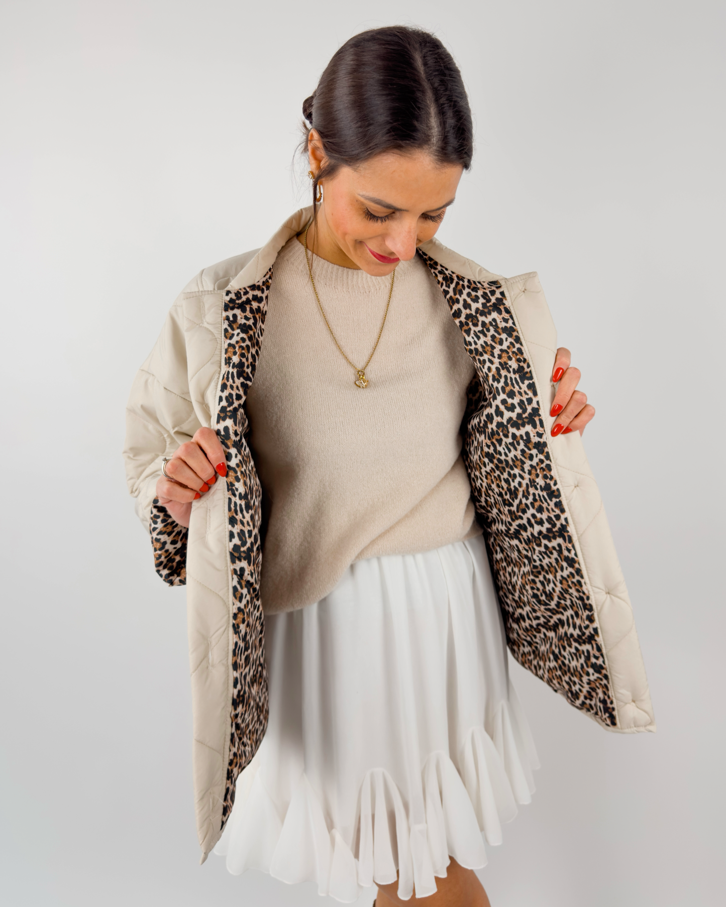 Oversize Steppjacke Beige