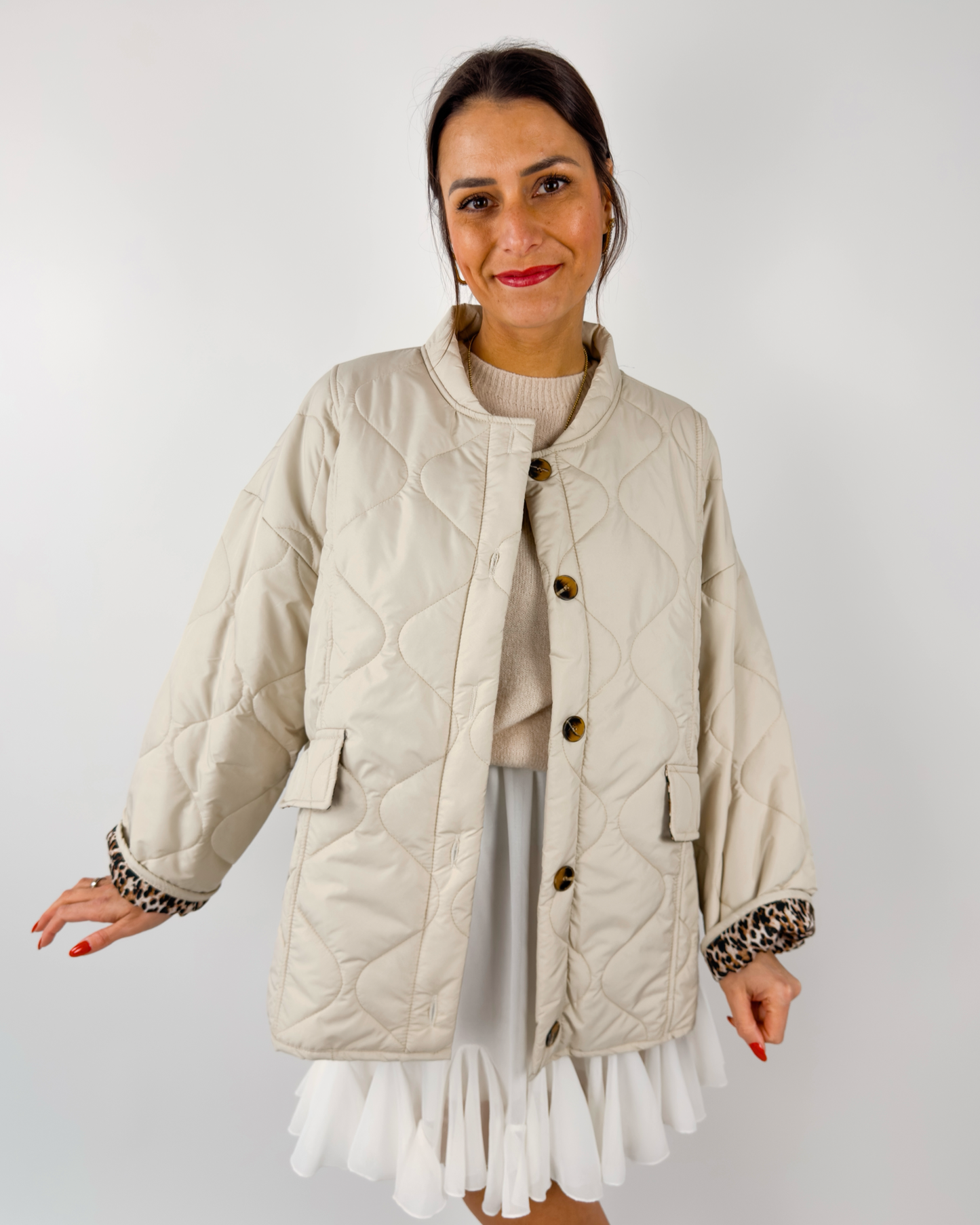 Oversize Steppjacke Beige