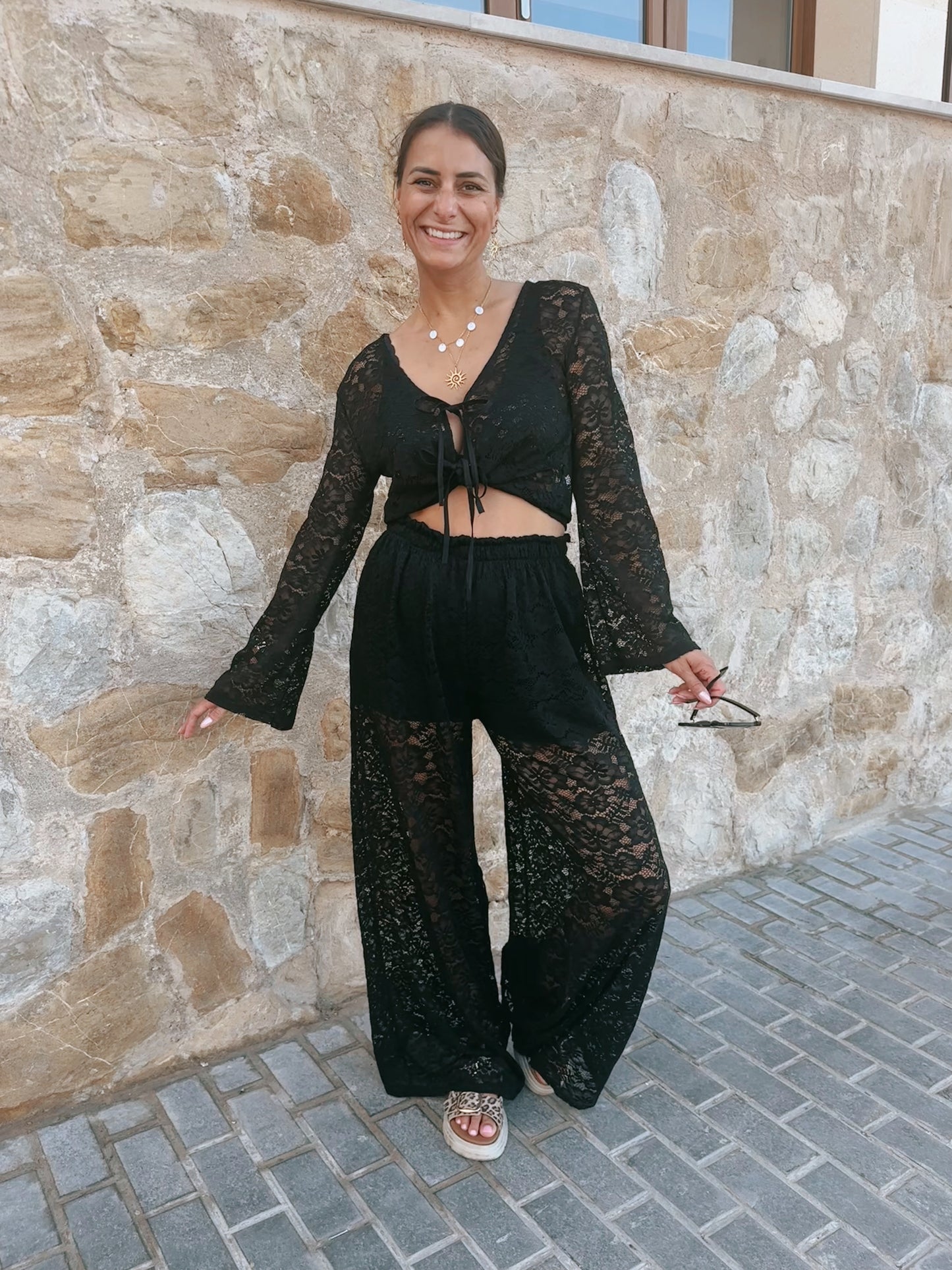 Spitzen Hose Schwarz