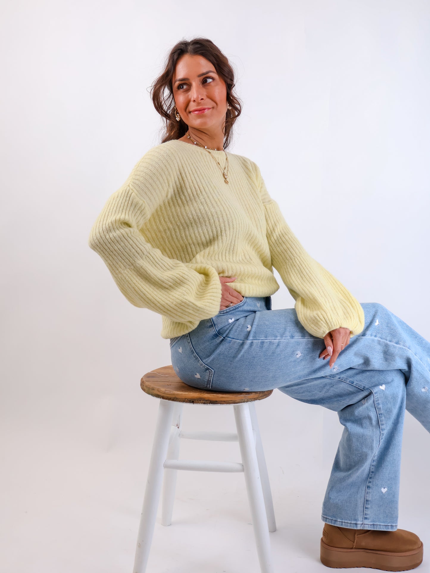 Molli Wollpullover mit Ballonärmeln Citrus