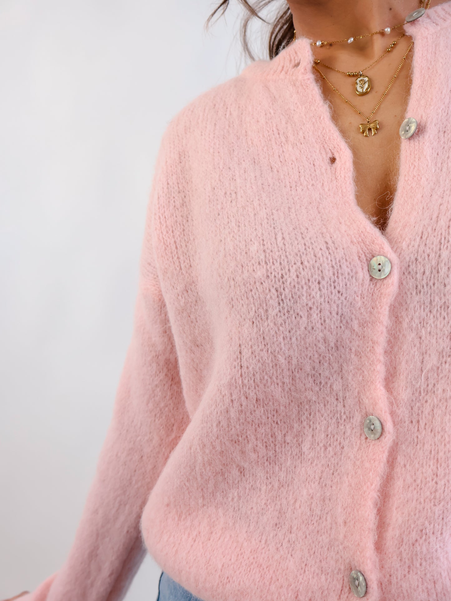 ★ Premium Alpaka Strickjacke Rosé