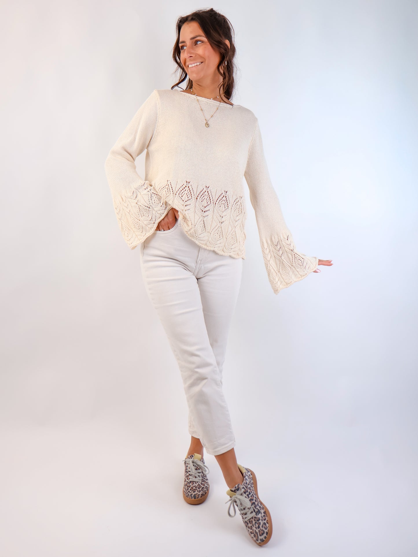 Soller Häckelpullover Creme