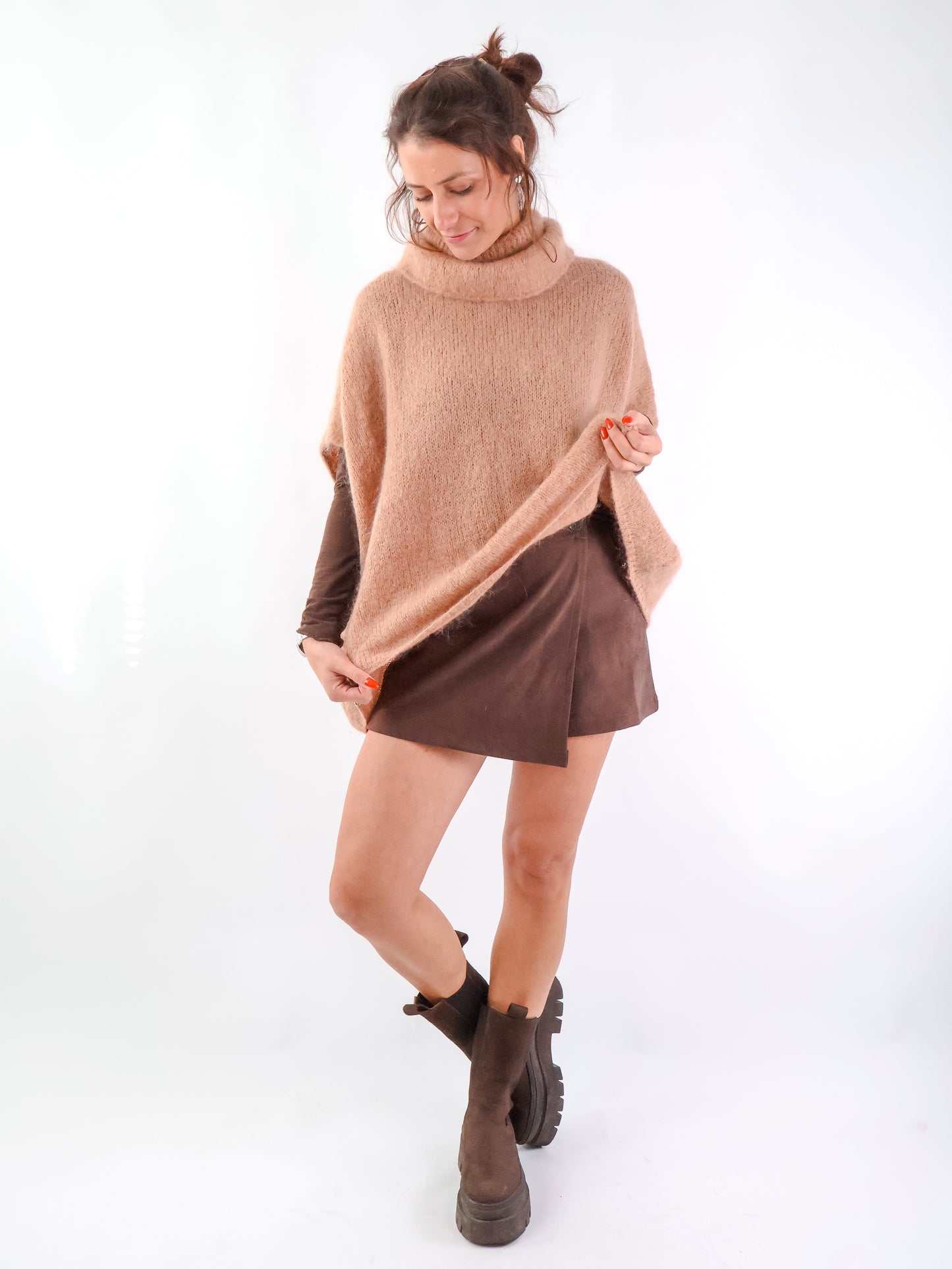 Kid Mohair Rollkragen Pullunder Camel