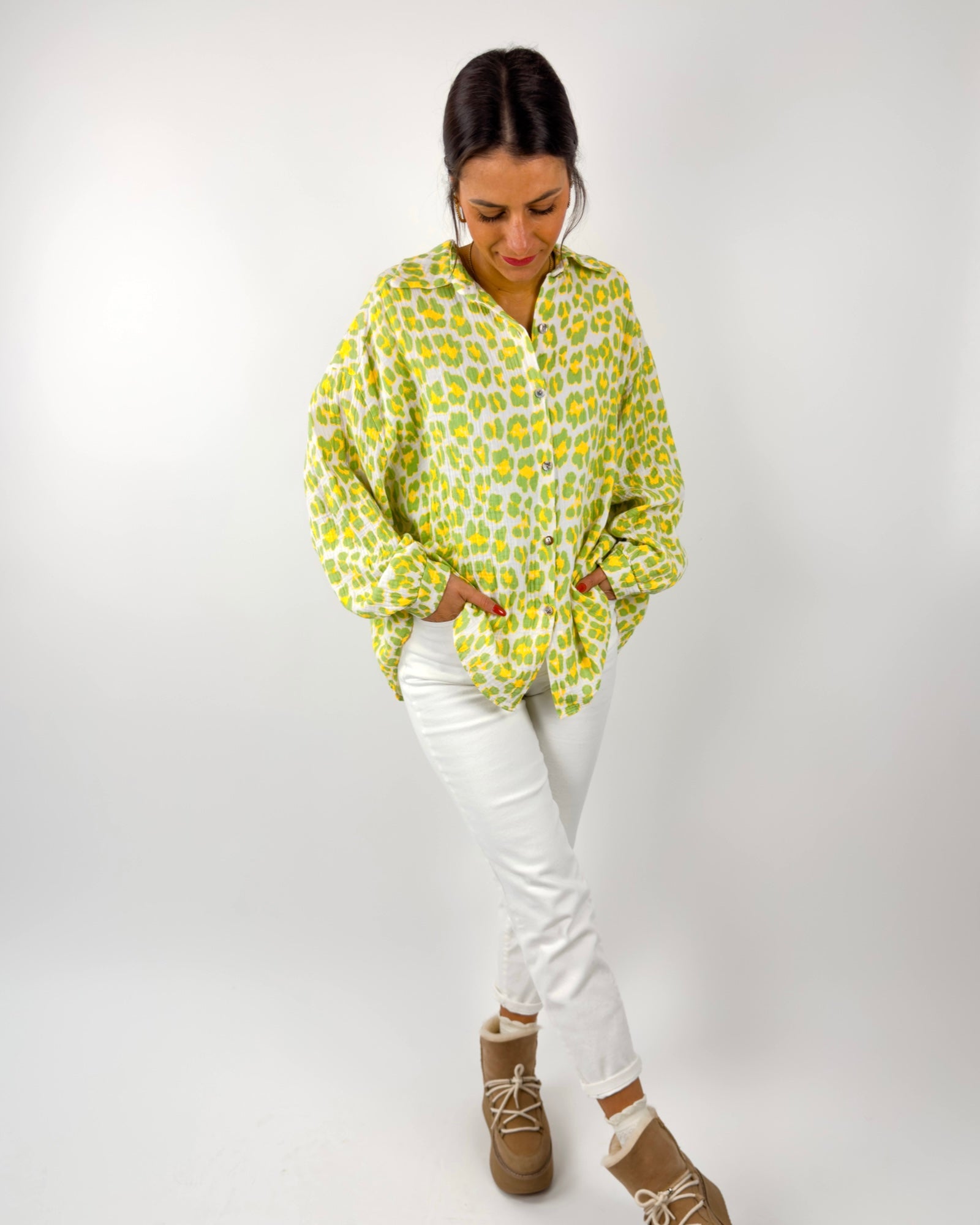 Julia Leo Musselin Bluse Citrus