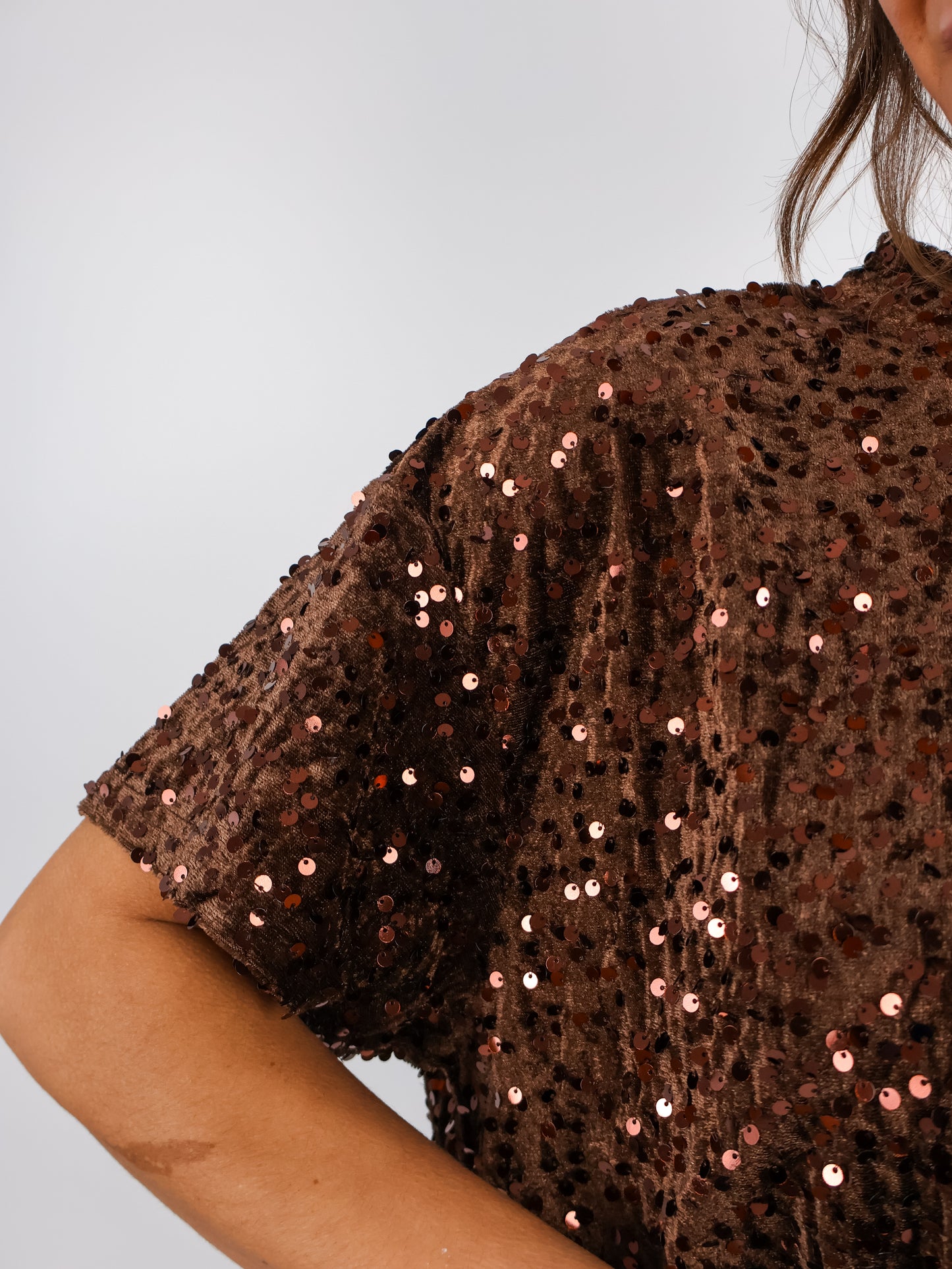 Pailletten Shirt Coffee