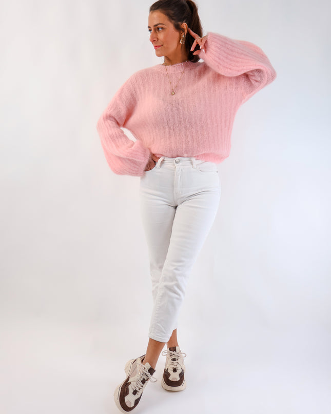 ★ Premium Kidmohair Pullover mit Ballonärmeln Rosé