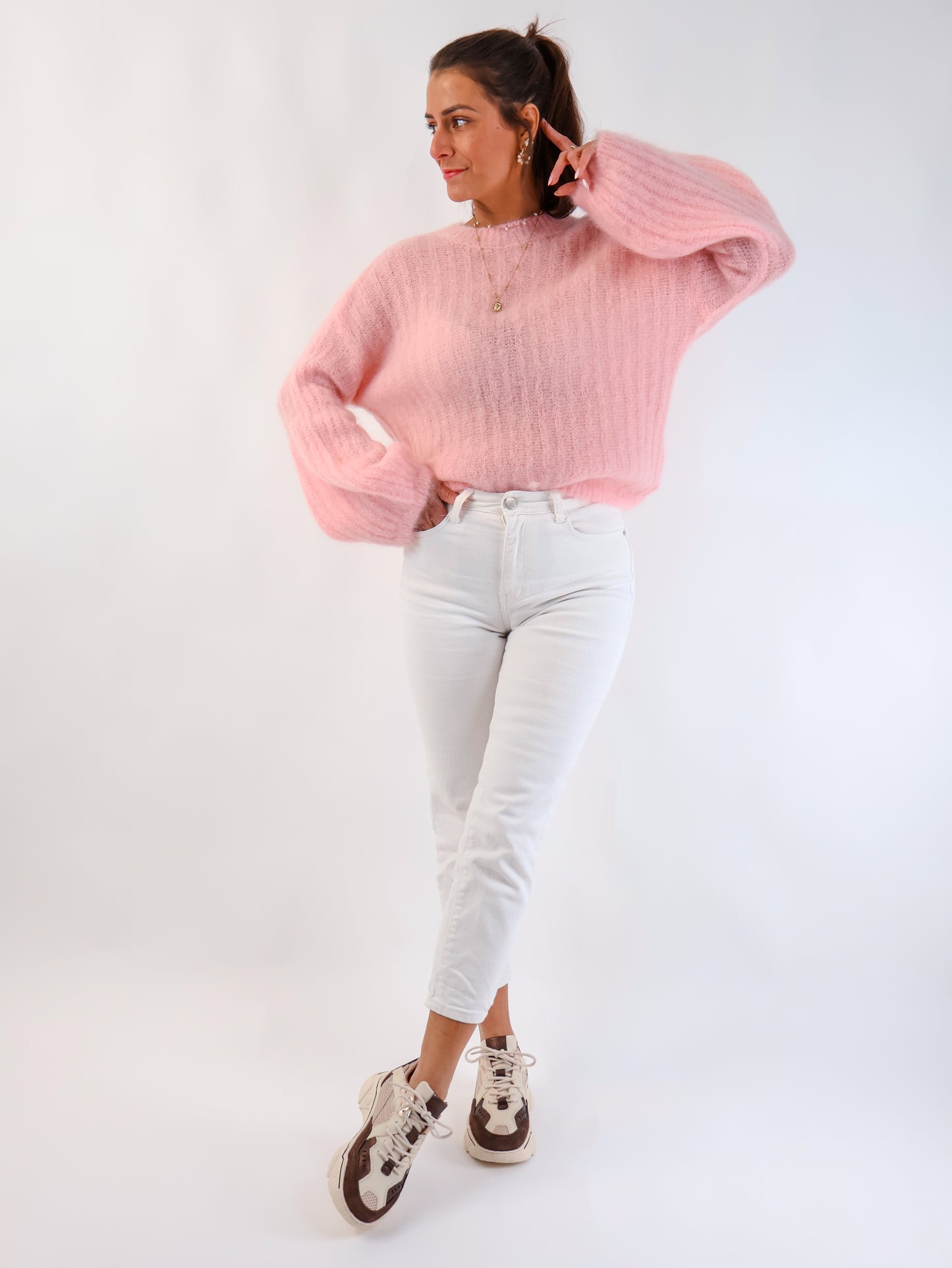 ★ Premium Kidmohair Pullover mit Ballonärmeln Rosé