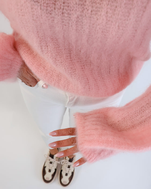 ★ Premium Kidmohair Pullover mit Ballonärmeln Rosé