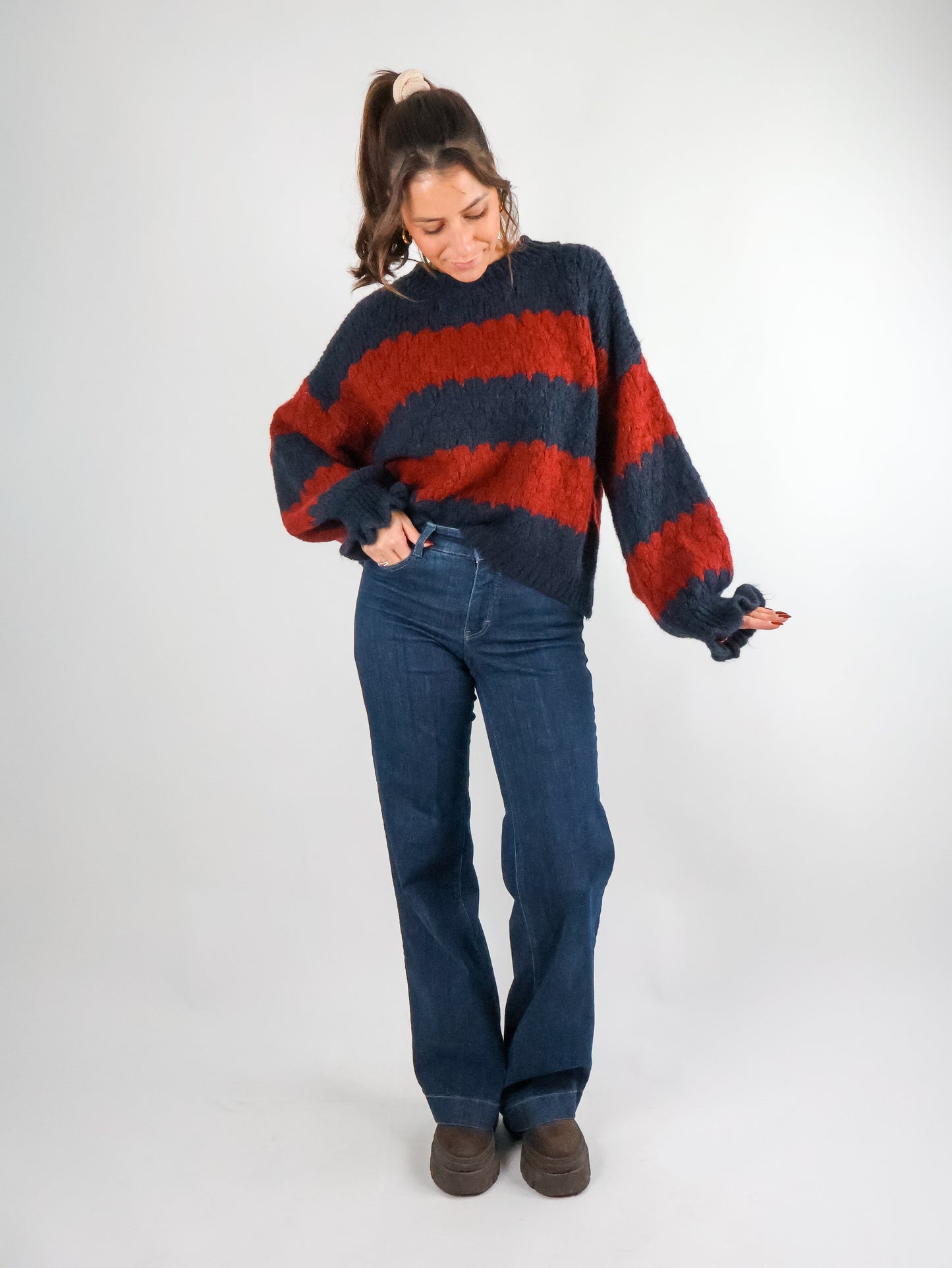 Silvi Pullover Bordeaux-Blau