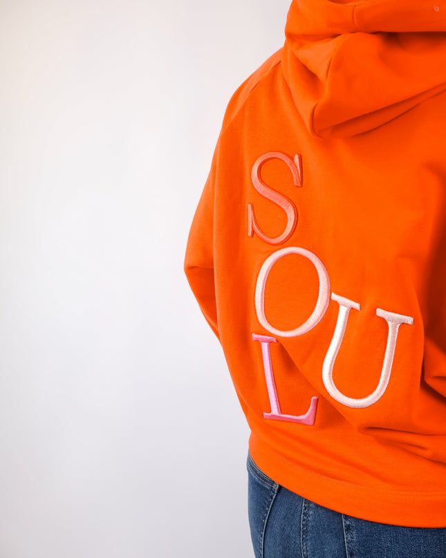Smith&Soul Boxy Hoodie mit Stickerei in Mandarine