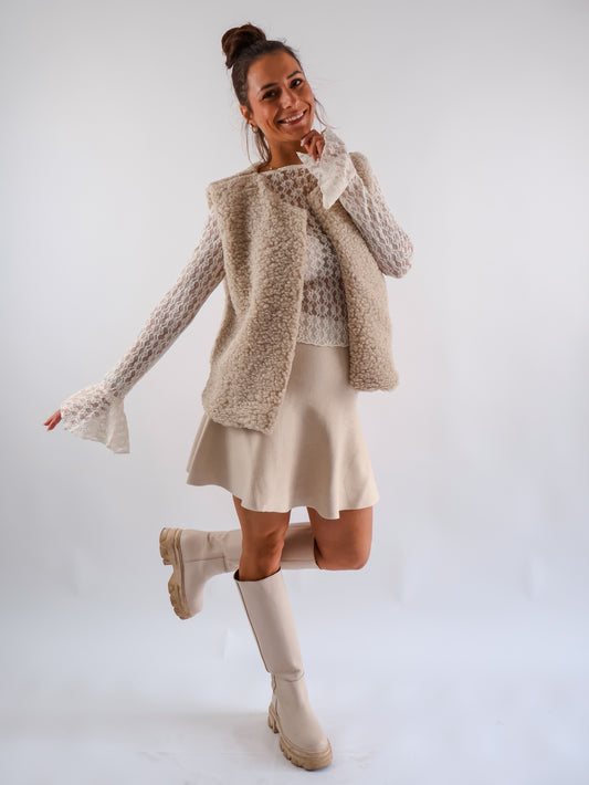 Teddy Weste Beige
