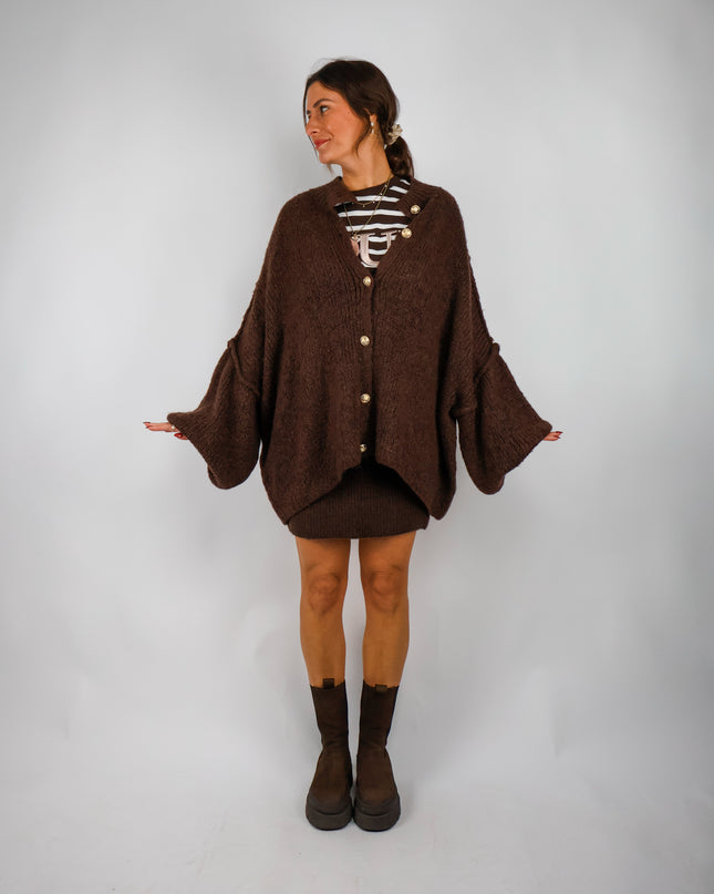 Oversize Cozy Cardigan Dark Choc