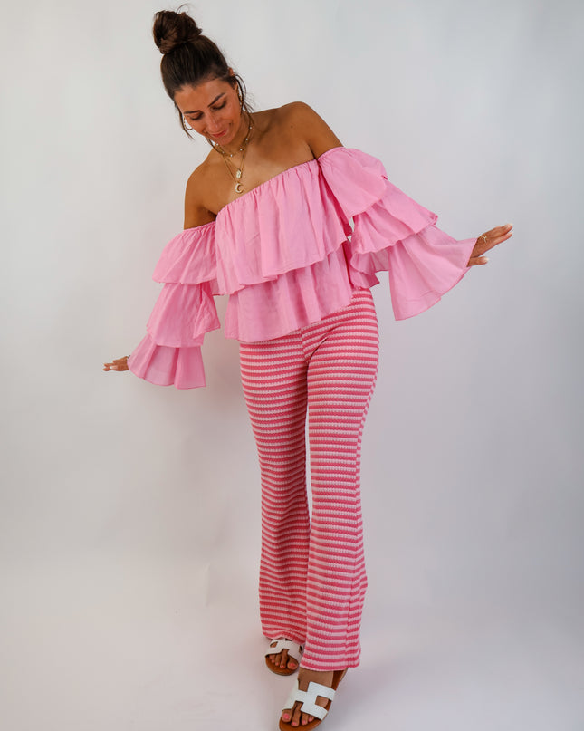 Flared Offshoulder Top Candy