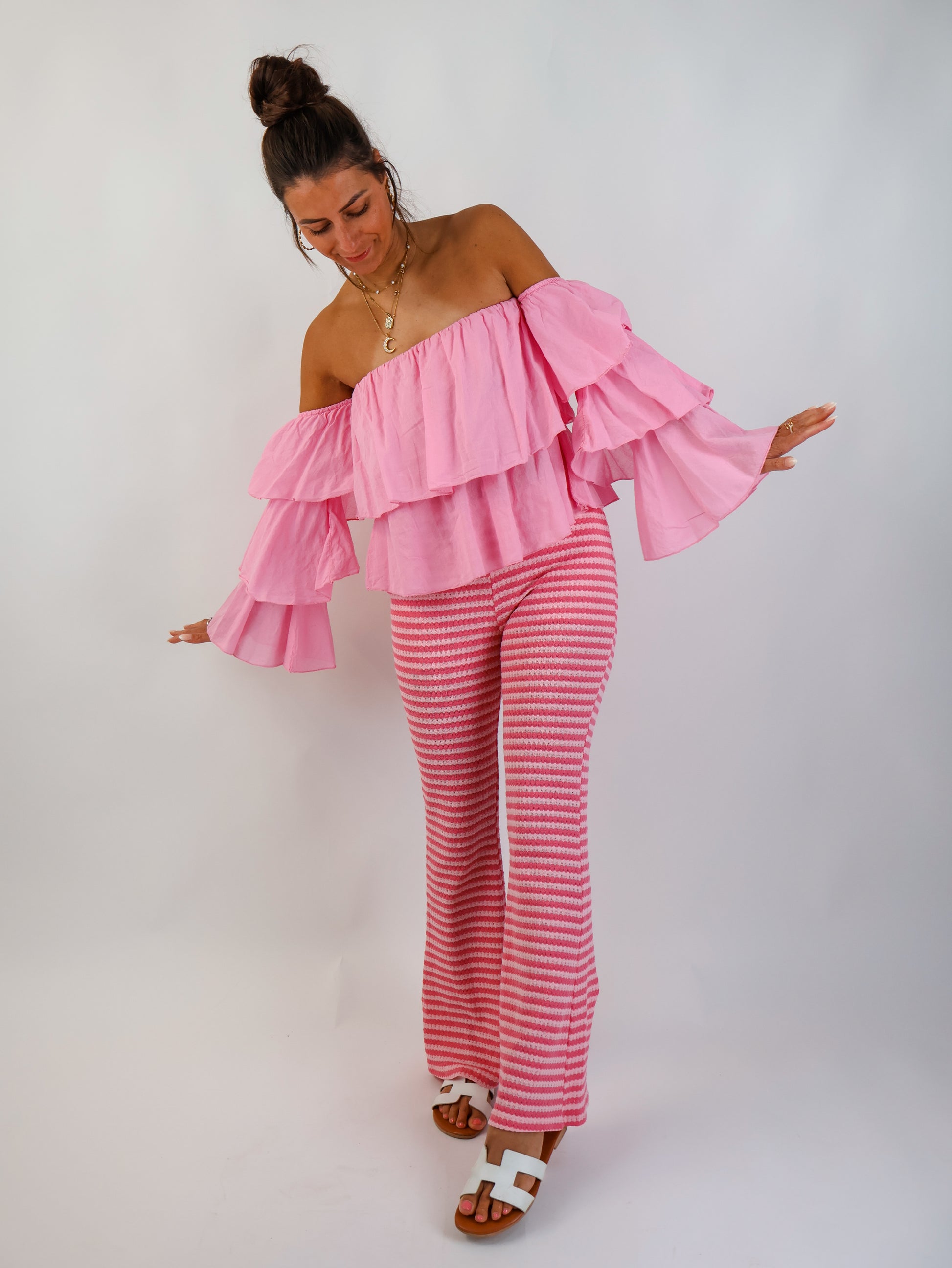 Flared Offshoulder Top Candy