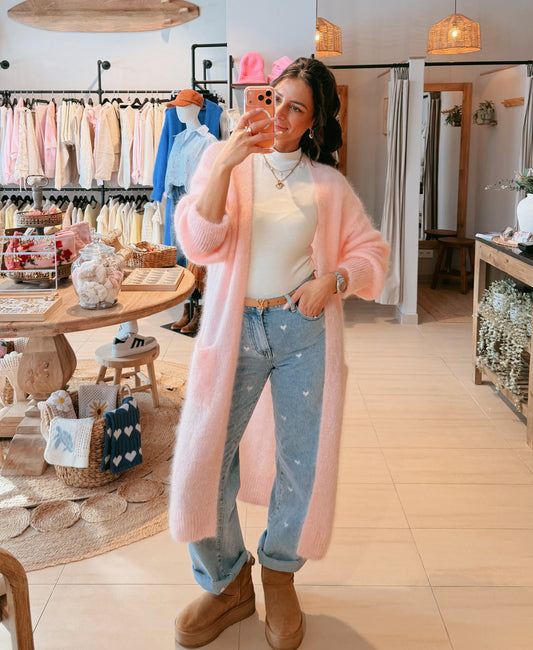 ★ Premium Fineline Strickmantel Rosé