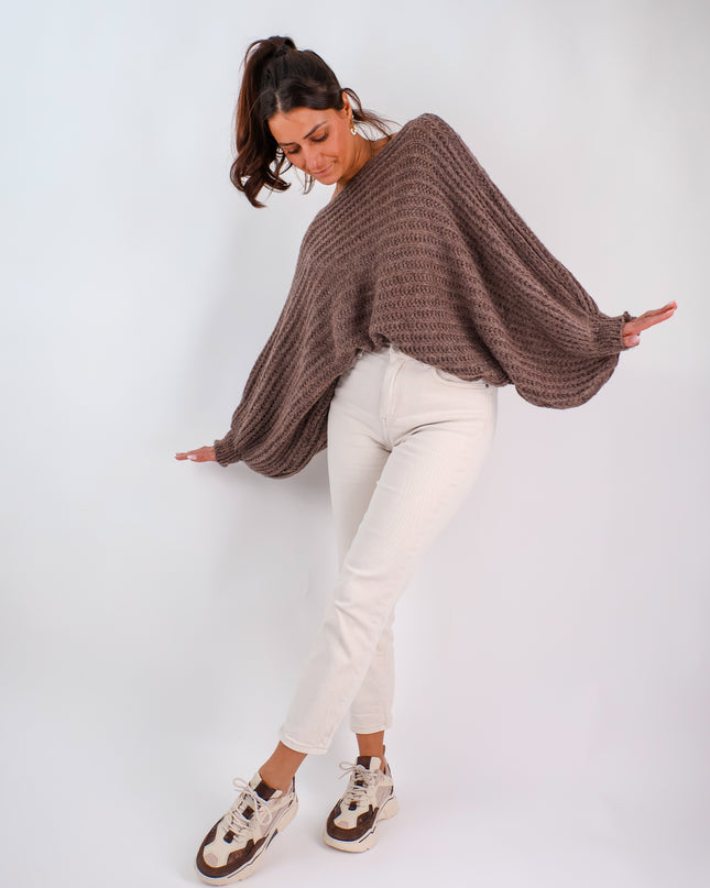 Strickponcho Marron