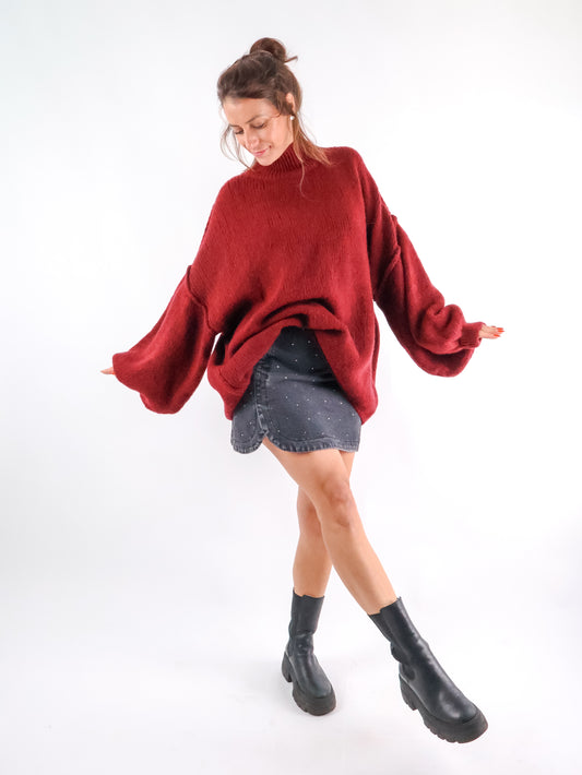 Oversize Pullover Bordeaux