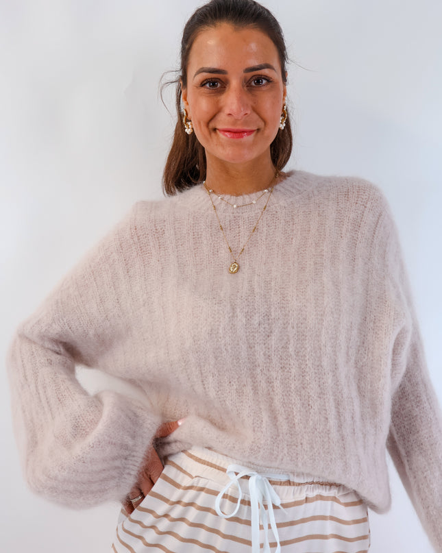 ★ Premium Kidmohair Pullover mit Ballonärmeln Stone