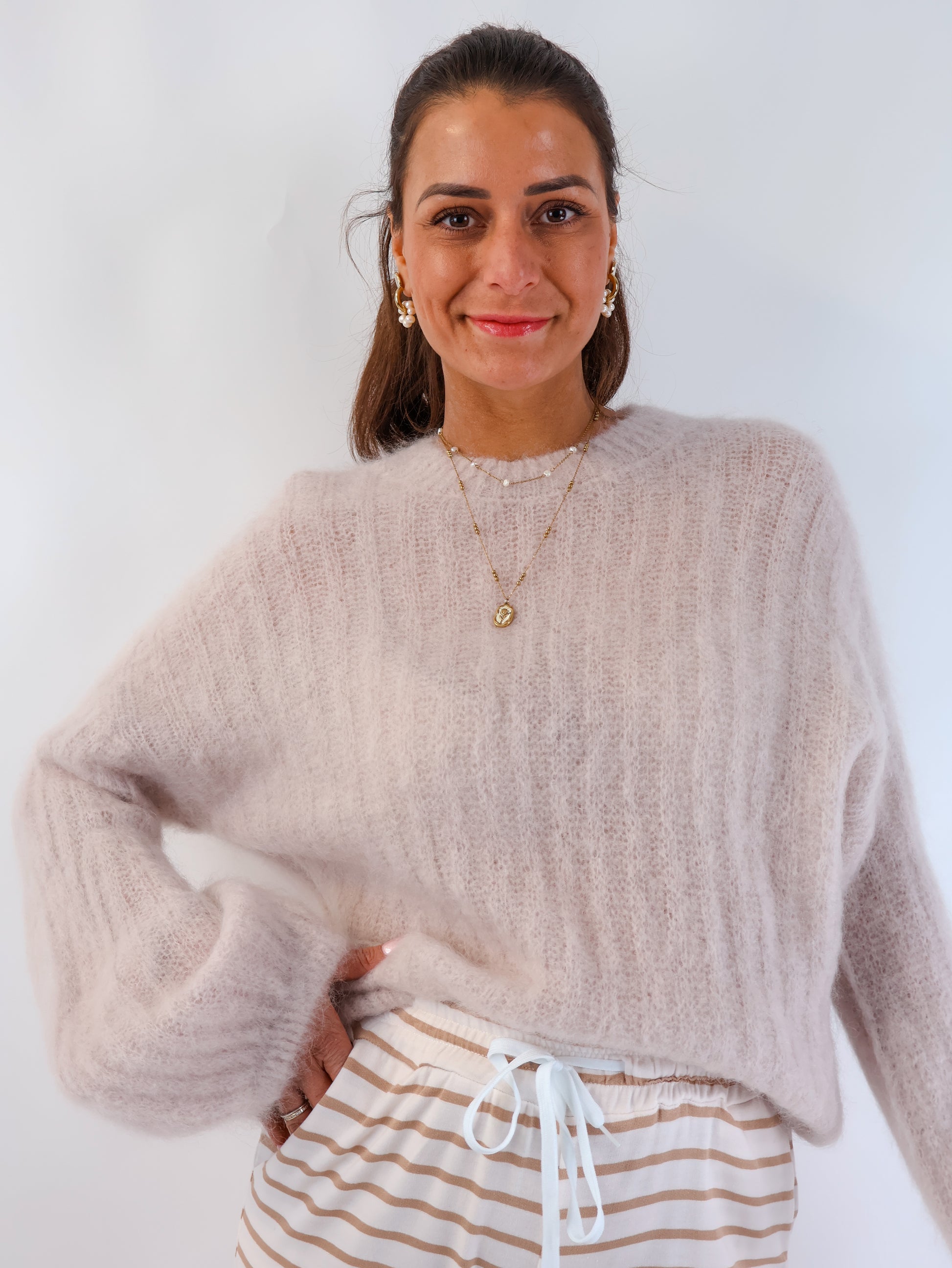 ★ Premium Kidmohair Pullover mit Ballonärmeln Stone