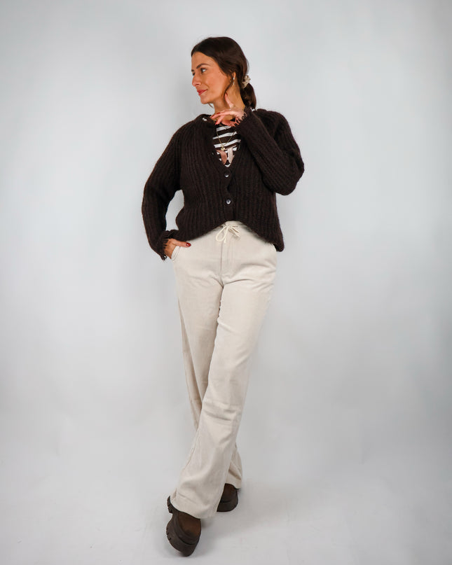 Smith&Soul Hairy Raglan Cardigan Dark Choc