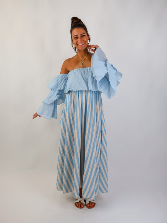 Flared Offshoulder Top Sky