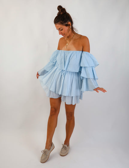 Flared Offshoulder Top Sky