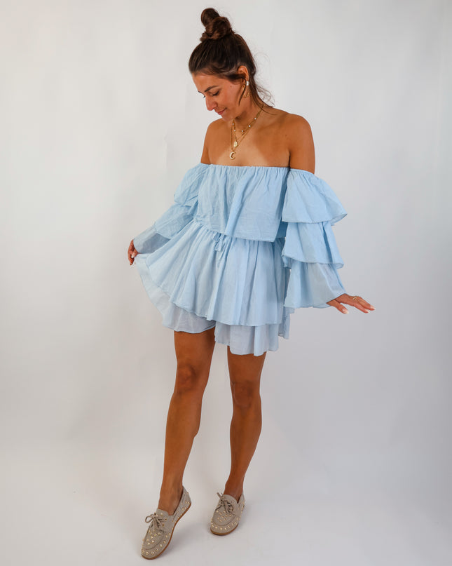 Flared Offshoulder Top Sky