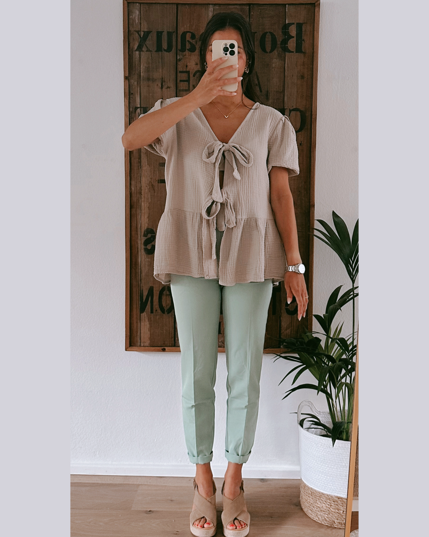 Luisa Musselin Bluse Taupe