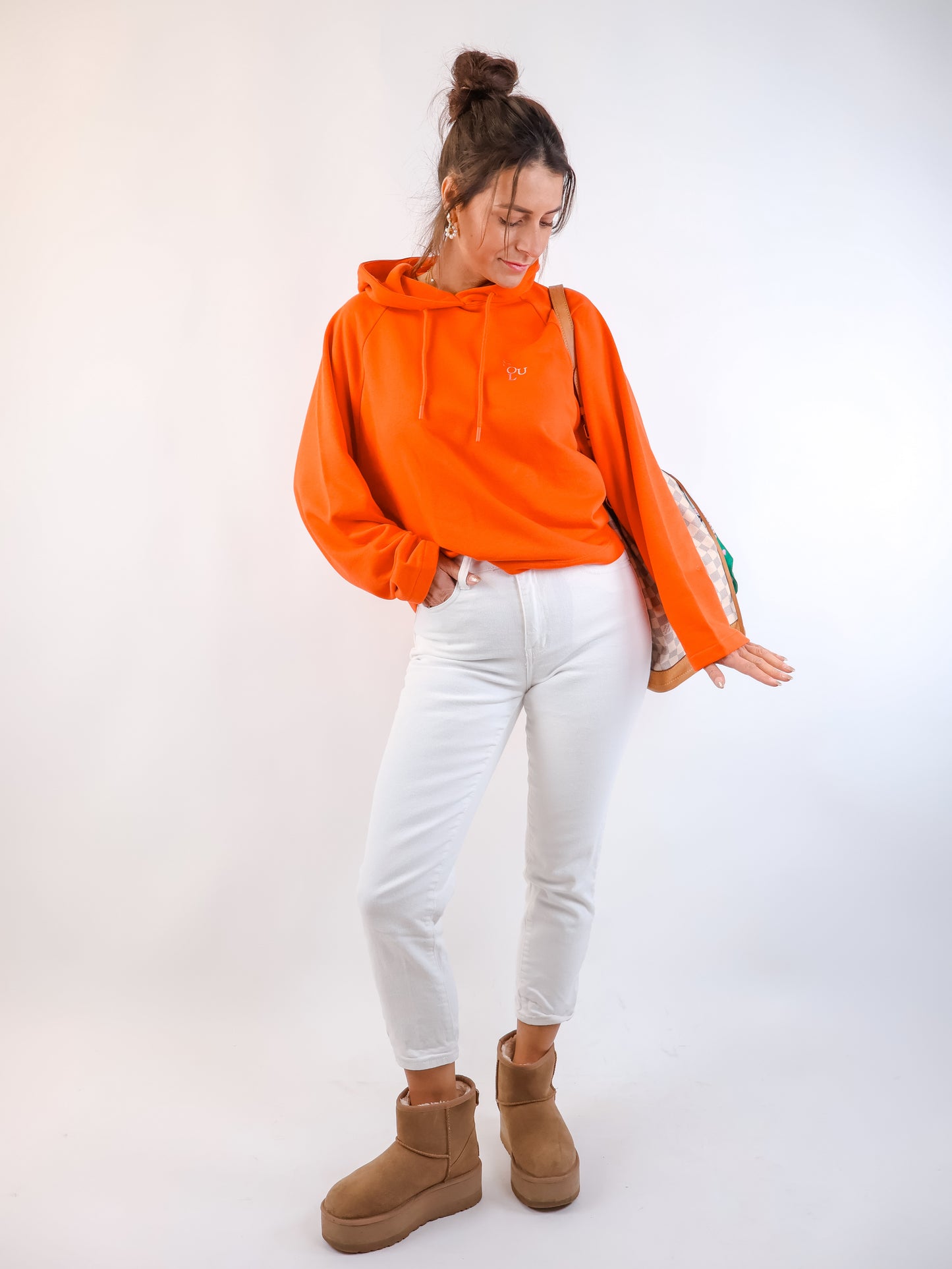 Smith&Soul Boxy Hoodie mit Stickerei in Mandarine