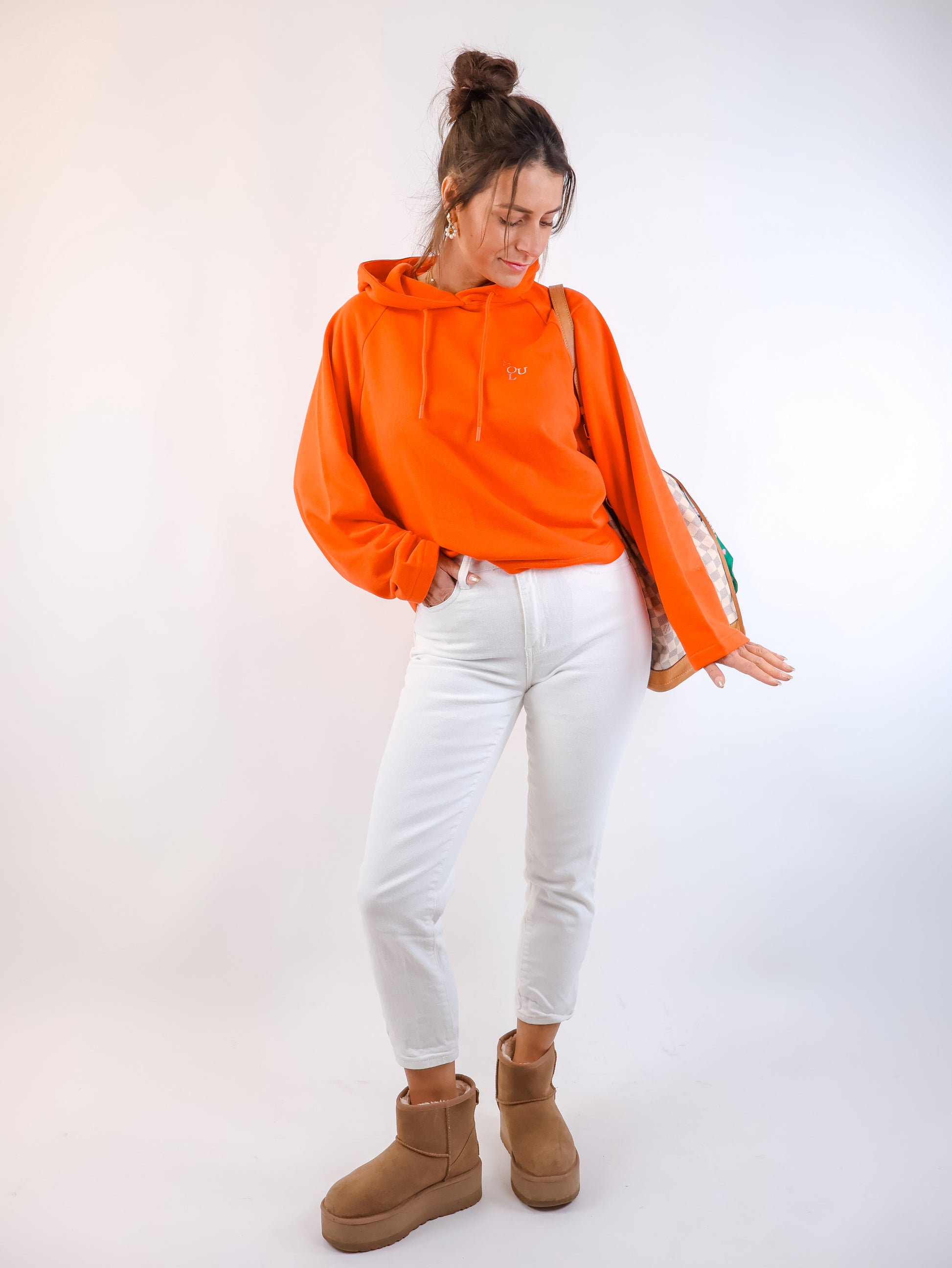 Smith&Soul Boxy Hoodie mit Stickerei in Mandarine