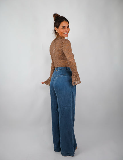 Nümph Nuelida Wide Leg Hose Snow Washed
