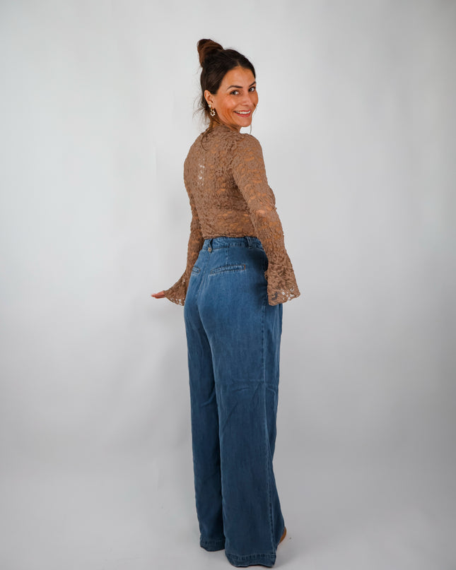 Nümph Nuelida Wide Leg Hose Snow Washed