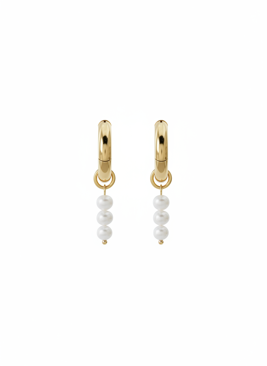 Long Pearl Hoops Ohrringe